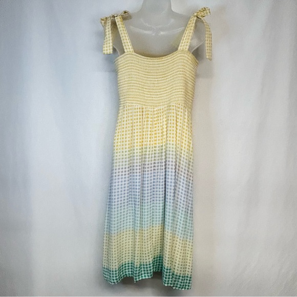 Lauren Conrad Womens Midi Sundress Sz XL Smocked Stretch Gauzy Gingham Coquette - Picture 4 of 12